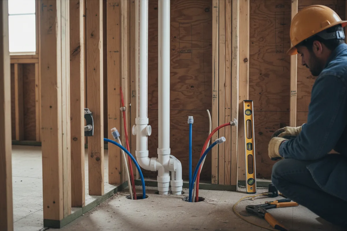 Drain and supply rough-in during Leak Detection in Rosedale
